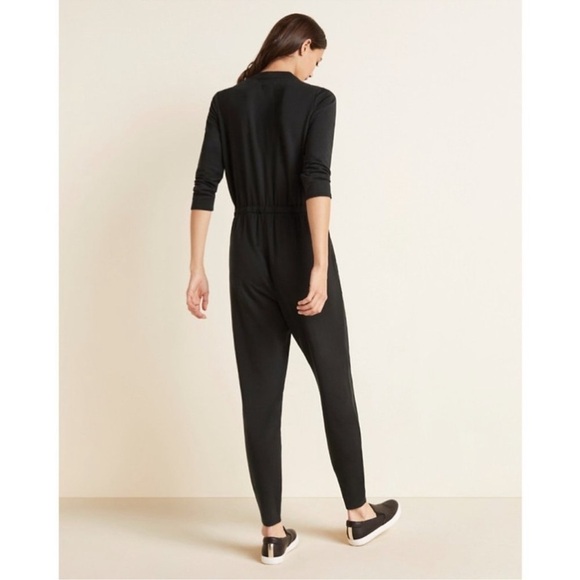 Garnet Hill Black Traverse Knit Jumpsuit Black Women’s Small Pockets Drawstring - Picture 11 of 13